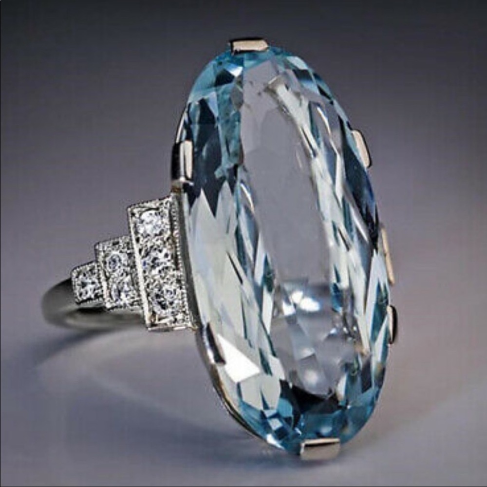 925 Sterling Silver Aquamarine Ring
